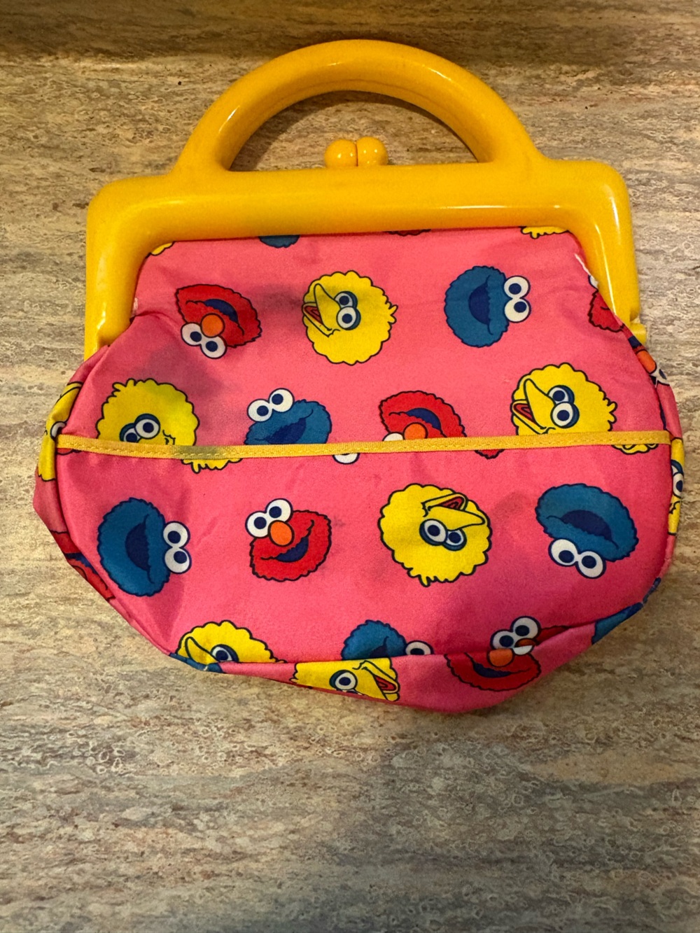 Vintage 1990’s Sesame Street Pink Play Purse - Cookie Monster, Elmo, Big Bird